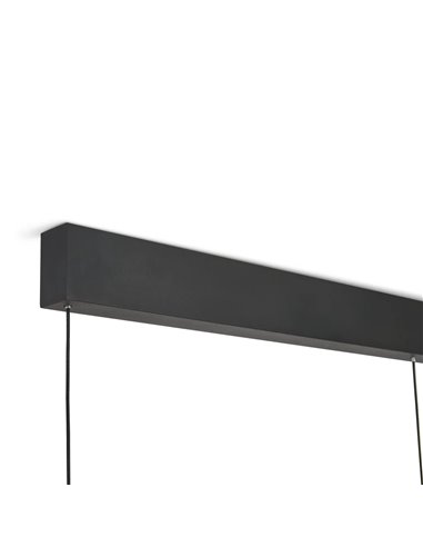 Abisal Lineare LED-Pendelleuchte, 3-flammig, 32 W, 3000 K, modernes Design, Schwarz und Holz, 110 cm