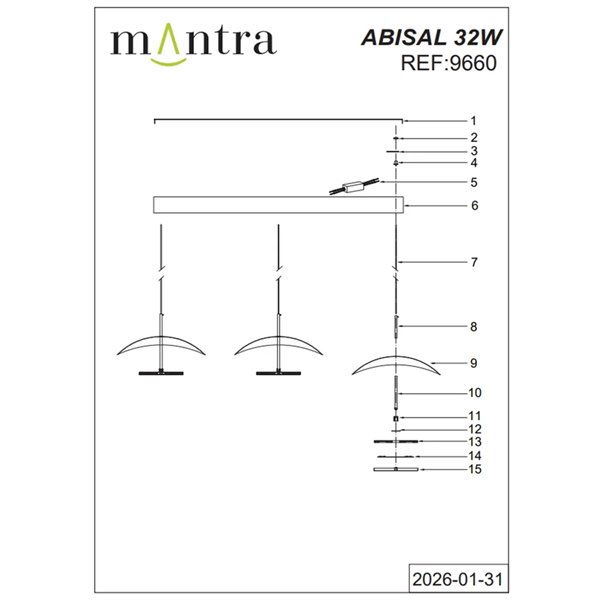 Abisal Lineare LED-Pendelleuchte, 3-flammig, 32 W, 3000 K, modernes Design, Schwarz und Holz, 110 cm