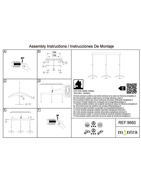 Suspension LED linéaire Abisal, 3 lumières, 32 W, 3000 K, design moderne, noir et bois, 110 cm
