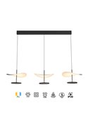 Abisal Lineare LED-Pendelleuchte, 3-flammig, 32 W, 3000 K, modernes Design, Schwarz und Holz, 110 cm