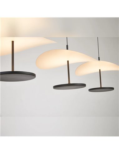 Suspension LED linéaire Abisal, 3 lumières, 32 W, 3000 K, design moderne, noir et bois, 110 cm