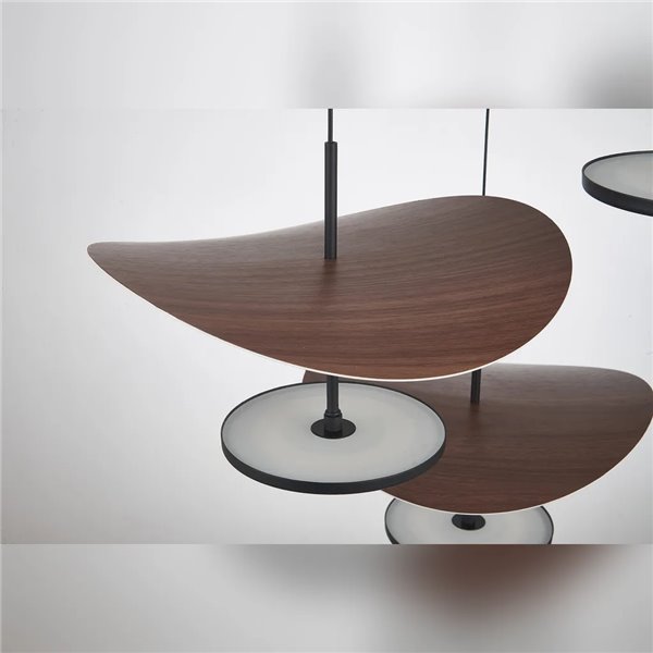 Abisal LED-Pendelleuchte mit 3 Leuchten, 32 W, 3000 K, organisches Wasserfall-Design in Schwarz und Holz
