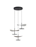 Abisal LED-Pendelleuchte mit 3 Leuchten, 32 W, 3000 K, organisches Wasserfall-Design in Schwarz und Holz