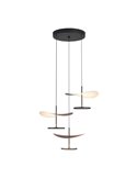 Abisal LED-Pendelleuchte mit 3 Leuchten, 32 W, 3000 K, organisches Wasserfall-Design in Schwarz und Holz