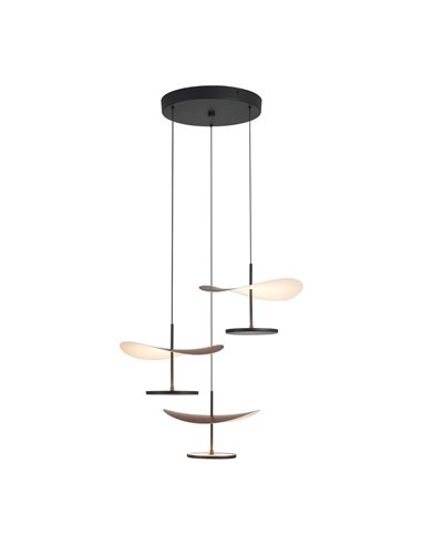 Abisal LED-Pendelleuchte mit 3 Leuchten, 32 W, 3000 K, organisches Wasserfall-Design in Schwarz und Holz