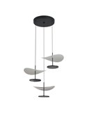 Abisal LED-Pendelleuchte mit 3 Leuchten, 32 W, 3000 K, organisches Wasserfall-Design in Schwarz und Holz