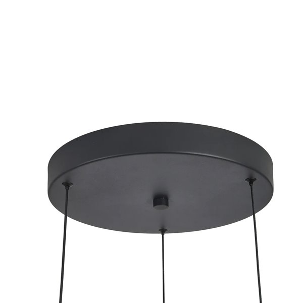 Suspension LED Abisal à 3 ampoules, 32 W, 3000 K, design organique en cascade, finitions noir et bois.