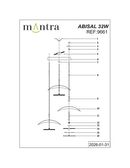 Abisal LED-Pendelleuchte mit 3 Leuchten, 32 W, 3000 K, organisches Wasserfall-Design in Schwarz und Holz