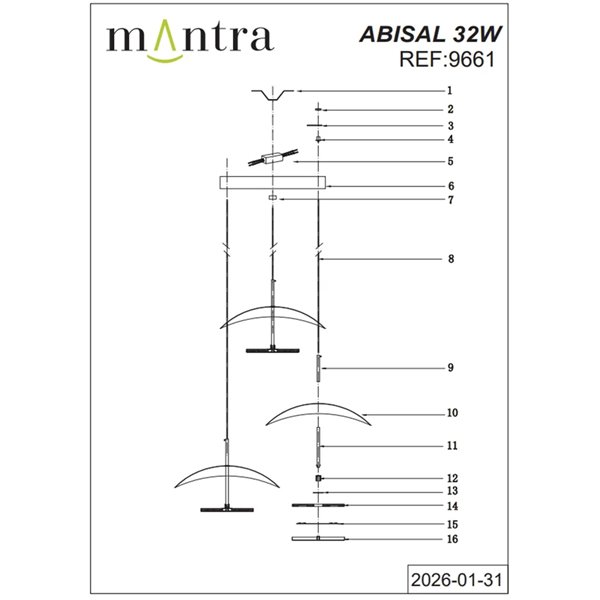 Luminária pendente Abisal LED com 3 lâmpadas, 32W, 3000K, design orgânico em cascata nas cores preto e madeira.