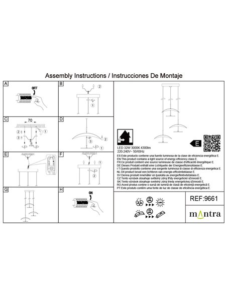 Abisal LED-Pendelleuchte mit 3 Leuchten, 32 W, 3000 K, organisches Wasserfall-Design in Schwarz und Holz