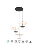 Abisal LED-Pendelleuchte mit 3 Leuchten, 32 W, 3000 K, organisches Wasserfall-Design in Schwarz und Holz