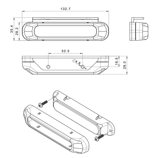 Luz estroboscópica vermelha LED FT-200 C ADR, luz de advertência LED vermelha, cabo de 1 metro, 12/30V 132mm com aprovação XR1