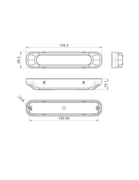 Piloto estroboscópico rojo LED FT-200 C LED DARK ADR, luz de advertencia versión oscura, cable 1m, 12/30V 132mm Homologación XR1
