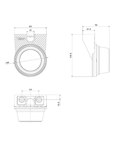 Feu de position latéral à LED ambre avec support d'angle FT-059 B+K, câble de 0,5 mètre, homologation 12/36 V E9 SM1 IA