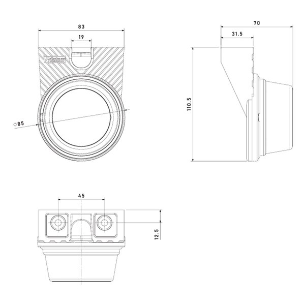Feu de position latéral à LED ambre avec support d'angle FT-059 B+K, câble de 0,5 mètre, homologation 12/36 V E9 SM1 IA