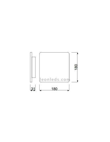 Abmessungen: Silberne quadratische LED-Wandleuchte
