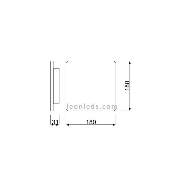 Dimensiones Aplique LED cuadrado plateado