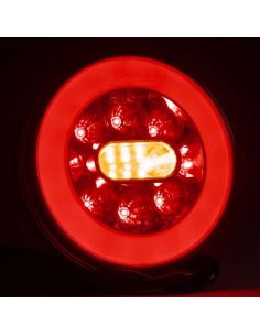 Lanterna traseira redonda de LED BAJONET FT-110, 3 funções com conexão bajonet de 5 pinos, IP68 12/24V, E9 EMC 10R 2a R1 S1 2