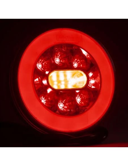 BAJONET FT-110 Runde LED-Rückleuchte, 3 Funktionen mit 5-poligem Bajonettanschluss, IP68 12/24V, E9 EMV 10R 2a R1 S1