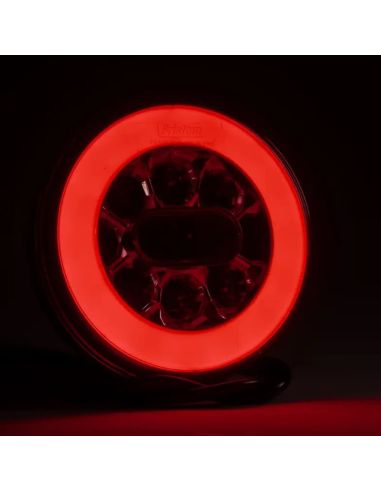 BAJONET FT-110 Runde LED-Rückleuchte, 3 Funktionen mit 5-poligem Bajonettanschluss, IP68 12/24V, E9 EMV 10R 2a R1 S1