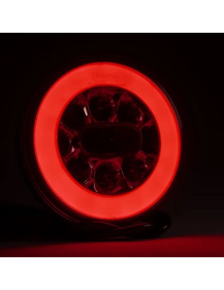 Piloto trasero LED redondo FT-110 BAJONET, 3 funciones con conexión bajonet 5 pin, IP68 12/24V, E9 EMC 10R 2a R1 S1