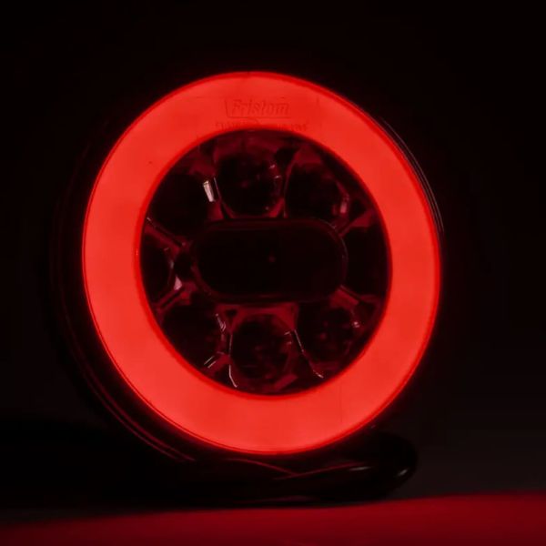 BAJONET FT-110 Runde LED-Rückleuchte, 3 Funktionen mit 5-poligem Bajonettanschluss, IP68 12/24V, E9 EMV 10R 2a R1 S1