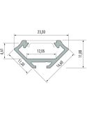 45º Winkelprofil für LED-Streifen in eloxiertem Schwarz -Typ C- 2,02 Meter
