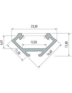 45º Winkelprofil für LED-Streifen in eloxiertem Schwarz -Typ C- 2,02 Meter 2
