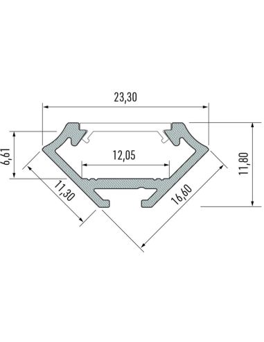 Profilé à angle de 45° pour rubans LED, finition laquée blanche - Type C - 2 mètres 10-0031-10 | LeonLeds