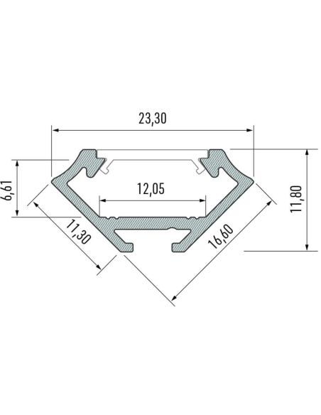 45°-Winkelprofil für LED-Streifen, weiß lackiert – Typ C – 2 Meter 10-0031-10 | LeonLeds