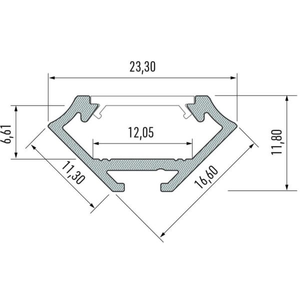 Profilé en aluminium incliné pour...