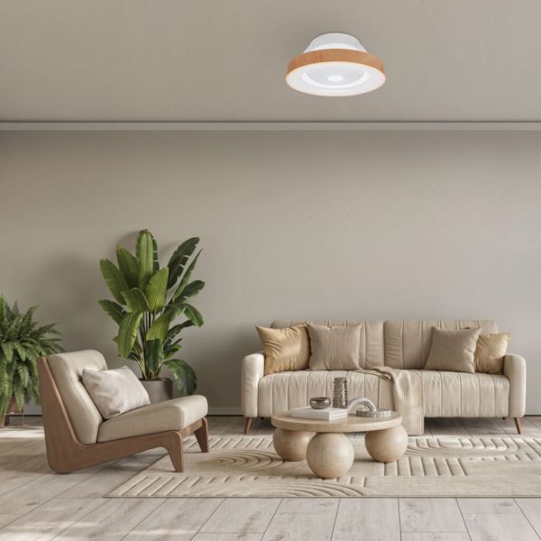 Ventilateur de plafond LED intégré, mini Ventilateur en bois Tibet 7806 Mantra | LeonLeds