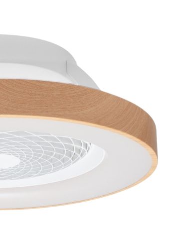 Detalhe da instalação do mini Ventoinha de teto LED Wood Tibet 7806 Mantra | LeonLeds