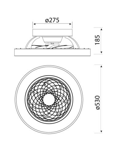 Medidas Instalado en Plafón LED Mini Ventilador Madera Tibet 7806 Mantra | LeonLeds