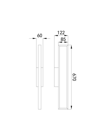 Aplique LED DURBAN Negro 20W 3000K 1550lm 67cm IP20