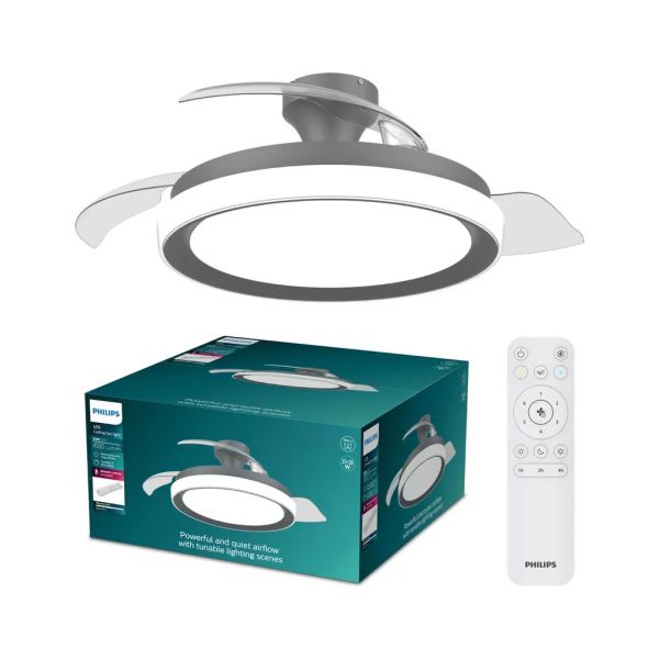 BLISS LED- Ventilador , Schwarz, 28 W + 35 W, Farbtemperatur 2700–6500 K, 4500 lm, Ø 106 cm, leiser Gleichstrommotor, Funkfernbe
