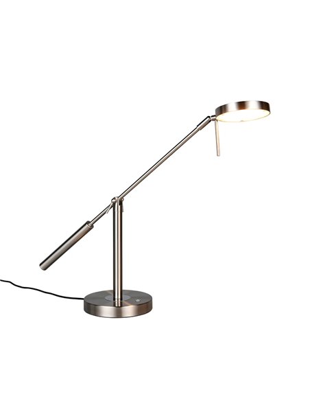 Luminária de mesa LED MONZA, níquel fosco, 12W, temperatura de cor 2300-4000K, 1400lm, dimerizável, sensor de toque, IP20