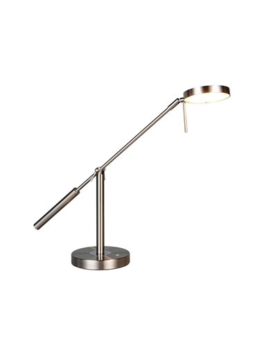 Luminária de mesa LED MONZA, níquel fosco, 12W, temperatura de cor 2300-4000K, 1400lm, dimerizável, sensor de toque, IP20