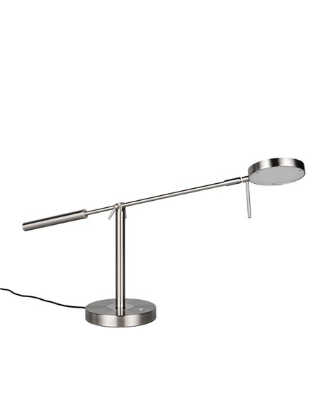 Luminária de mesa LED MONZA, níquel fosco, 12W, temperatura de cor 2300-4000K, 1400lm, dimerizável, sensor de toque, IP20