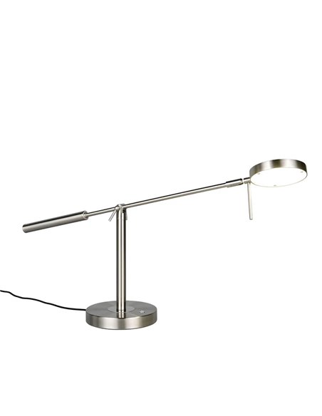 Luminária de mesa LED MONZA, níquel fosco, 12W, temperatura de cor 2300-4000K, 1400lm, dimerizável, sensor de toque, IP20