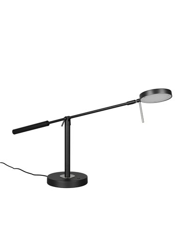 Luminária de mesa LED MONZA, preta fosca, 12W, temperatura de cor 2300-4000K, 1400lm, dimerizável, sensor de toque, IP20