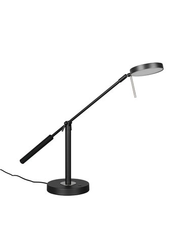 Luminária de mesa LED MONZA, preta fosca, 12W, temperatura de cor 2300-4000K, 1400lm, dimerizável, sensor de toque, IP20