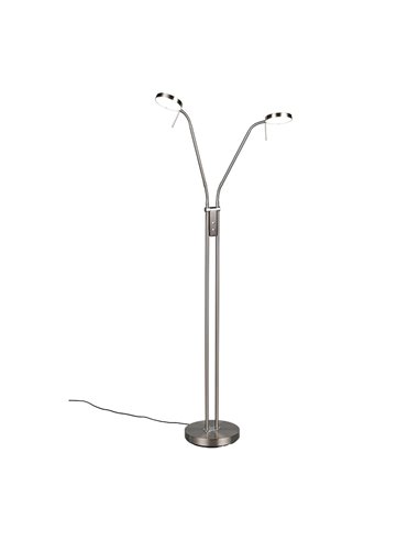 MONZA LED-Stehleuchte, Mattnickel, 2 x 12 W, Farbtemperatur 2300–4000 K, 2 x 1400 lm, dimmbar, Berührungssensor, Schutzart IP20