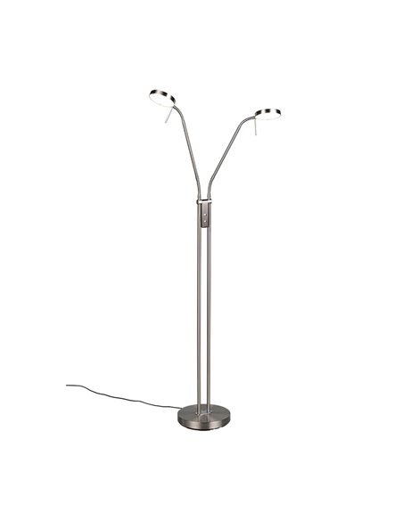 MONZA LED-Stehleuchte, Mattnickel, 2 x 12 W, Farbtemperatur 2300–4000 K, 2 x 1400 lm, dimmbar, Berührungssensor, Schutzart IP20
