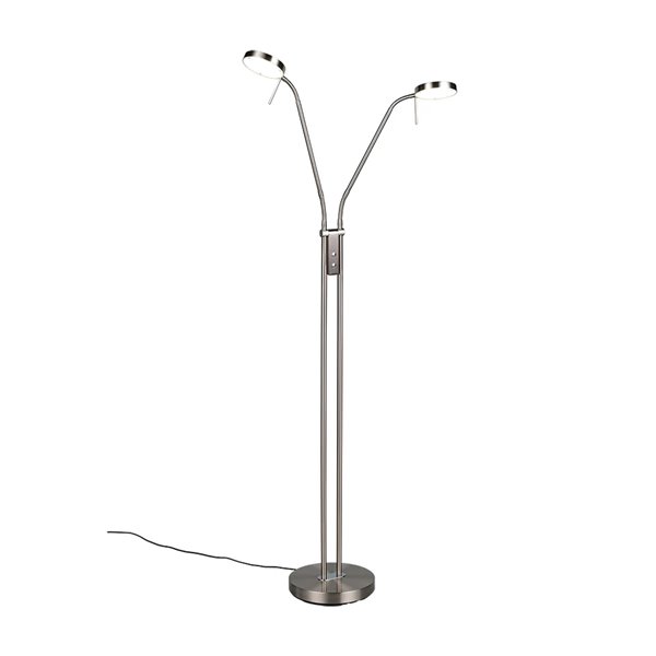 MONZA LED-Stehleuchte, Mattnickel, 2 x 12 W, Farbtemperatur 2300–4000 K, 2 x 1400 lm, dimmbar, Berührungssensor, Schutzart IP20