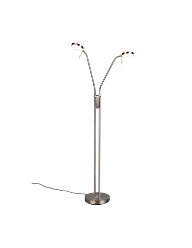MONZA LED-Stehleuchte, Mattnickel, 2 x 12 W, Farbtemperatur 2300–4000 K, 2 x 1400 lm, dimmbar, Berührungssensor, Schutzart IP20
