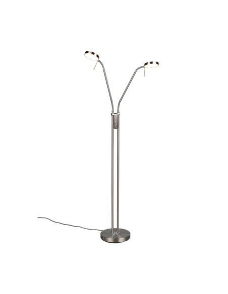 MONZA LED-Stehleuchte, Mattnickel, 2 x 12 W, Farbtemperatur 2300–4000 K, 2 x 1400 lm, dimmbar, Berührungssensor, Schutzart IP20