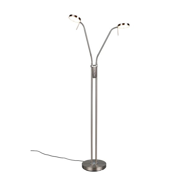 MONZA LED-Stehleuchte, Mattnickel, 2 x 12 W, Farbtemperatur 2300–4000 K, 2 x 1400 lm, dimmbar, Berührungssensor, Schutzart IP20