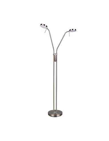 MONZA LED-Stehleuchte, Mattnickel, 2 x 12 W, Farbtemperatur 2300–4000 K, 2 x 1400 lm, dimmbar, Berührungssensor, Schutzart IP20