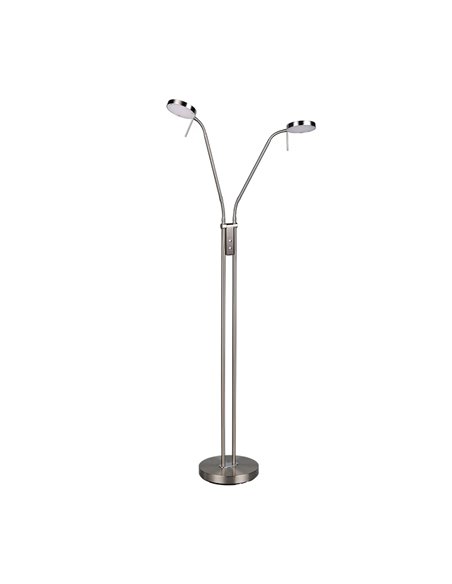 MONZA LED-Stehleuchte, Mattnickel, 2 x 12 W, Farbtemperatur 2300–4000 K, 2 x 1400 lm, dimmbar, Berührungssensor, Schutzart IP20